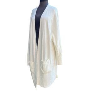 Lands End Wool Alpca Waffle Knit Cozy Soft Open Caspsule Sweater Cardigan 3X